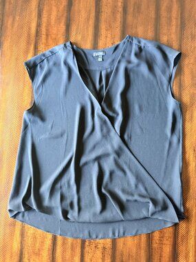 Halogen Black Sleeveless Surplice Faux Wrap Blouse XL